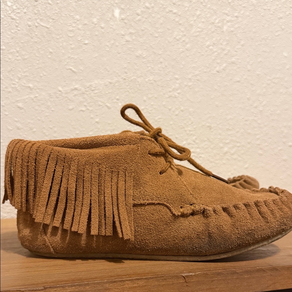Kids Tan Moccasin Shoes